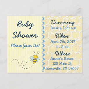 Yellow Bumblebee Baby Shower Invitation