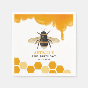 Yellow Bumblebee Kids Birthday Party Napkin
