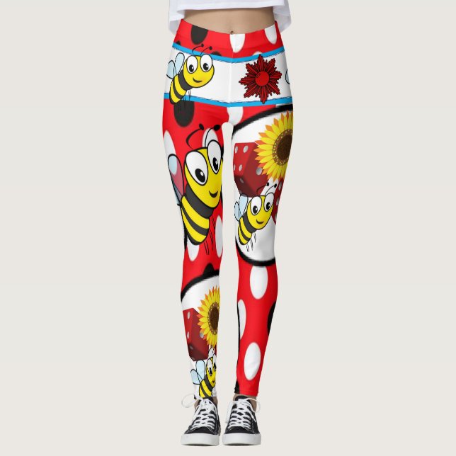 yellow bumblebee red leggings long teenager (Front)