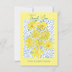 Yellow Bunch of Daisies Unique Watercolor Design T Thank You Card