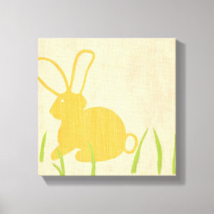 Yellow Bunny and Green Grass by Chariklia Zarris Canvas Print