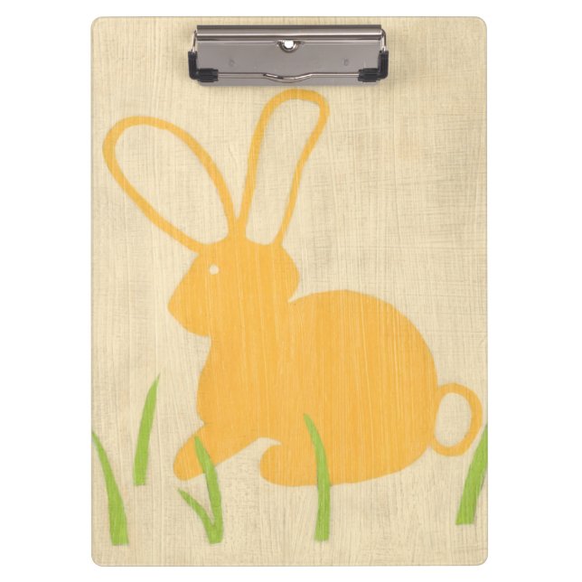 Yellow Bunny and Green Grass by Chariklia Zarris Clipboard (Front)