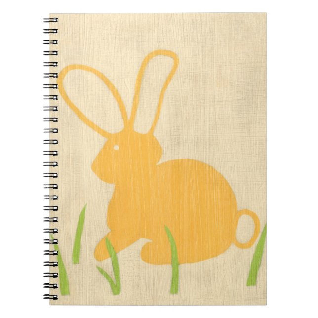 Yellow Bunny and Green Grass by Chariklia Zarris Notebook (Front)