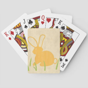 Yellow Bunny and Green Grass by Chariklia Zarris Playing Cards