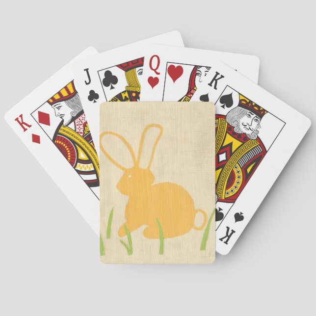 Yellow Bunny and Green Grass by Chariklia Zarris Playing Cards (Back)