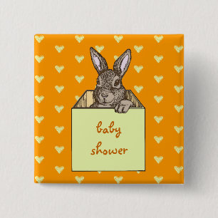 yellow bunny-in-the-box 15 cm square badge