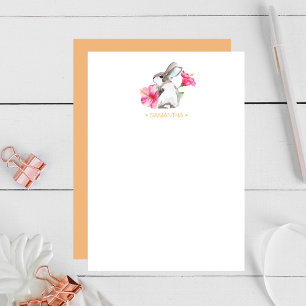 Yellow Bunny Personalised Stationery Note Card