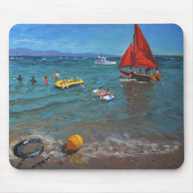 Yellow Buoy and Red Sails Abersoch Mouse Mat (Front)