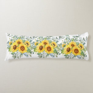 Yellow Burgundy Sunflower Body Cushion