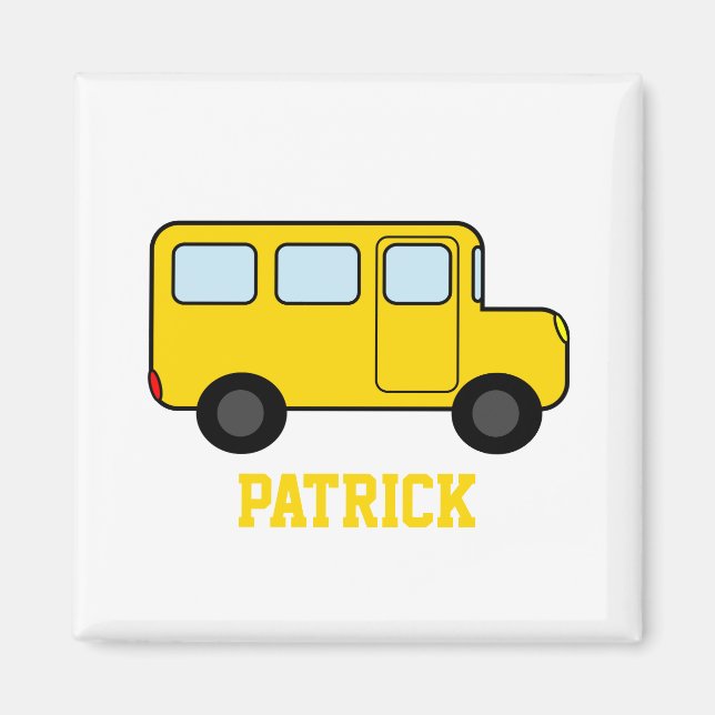 Yellow Bus Custom Name Magnet (Front)