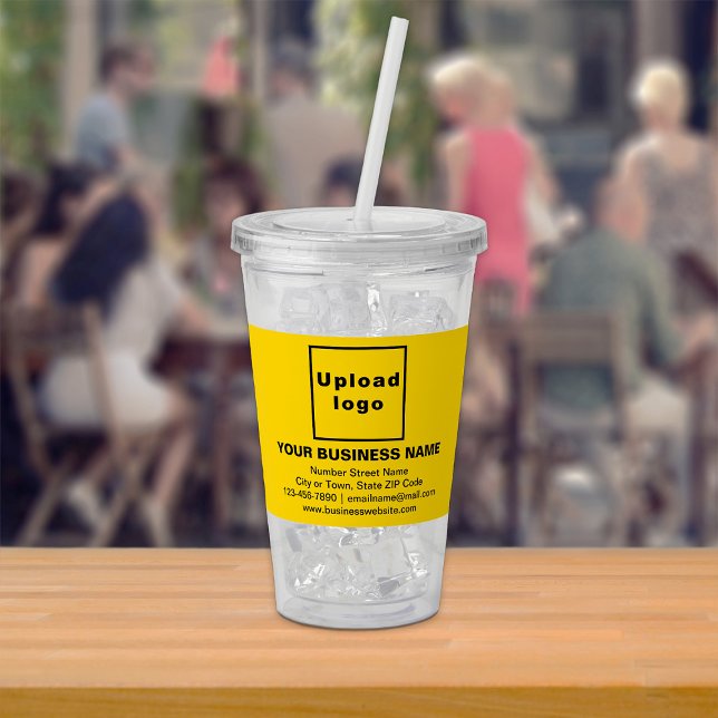 Yellow Business Brand on Acrylic Tumbler (Acrylic tumbler with your business brand in yellow)