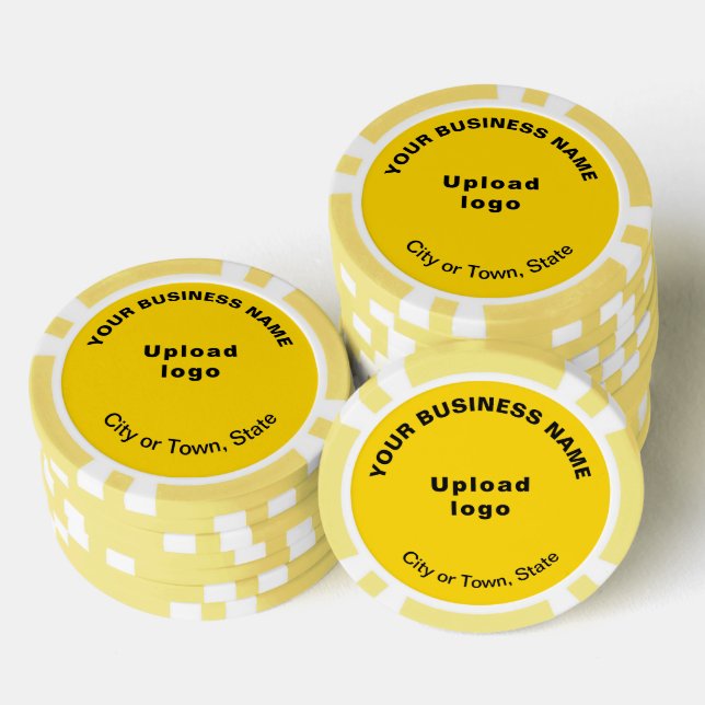 Yellow Business Brand on Poker Chips (Stack)