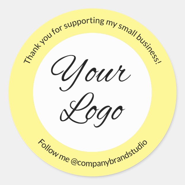 Yellow Business Company Thank You Logo Custom Classic Round Sticker (Front)
