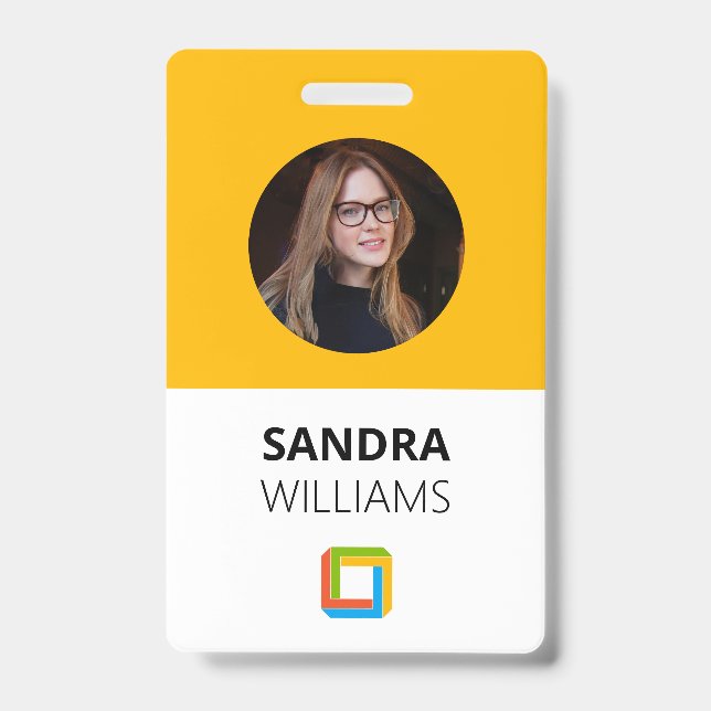 Yellow Business Employee ID Badge (Front)