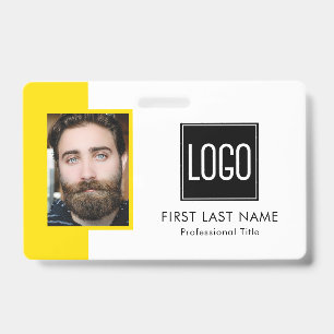 Yellow Business ID Badge – Photo & Company Logo