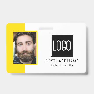 Yellow Business ID Badge – Photo & Company Logo
