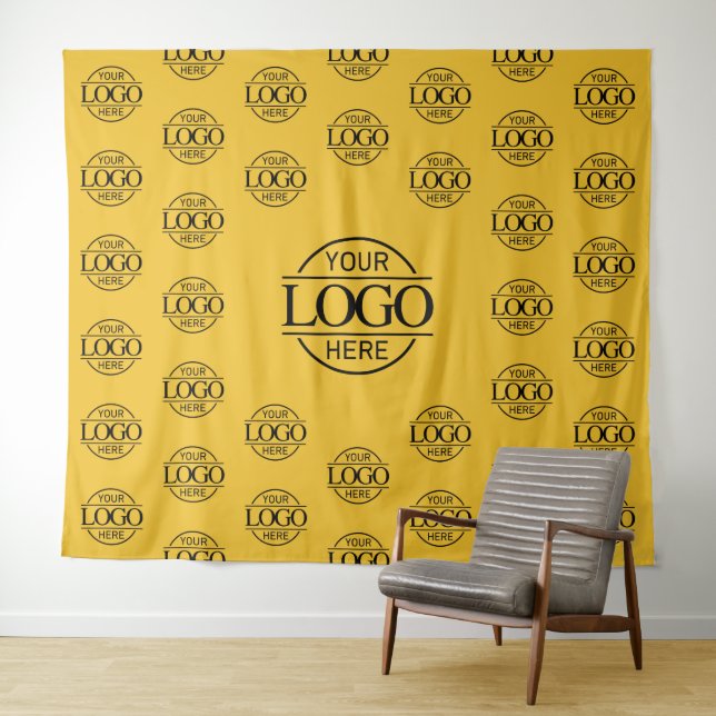 Yellow Business Logo Step & Repeat Backdrop Banner Tapestry (In Situ (Horizontal))