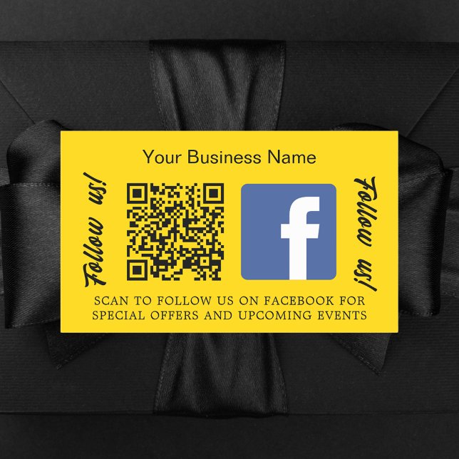 Yellow business name qr code Facebook Rectangular Sticker (Creator Uploaded)