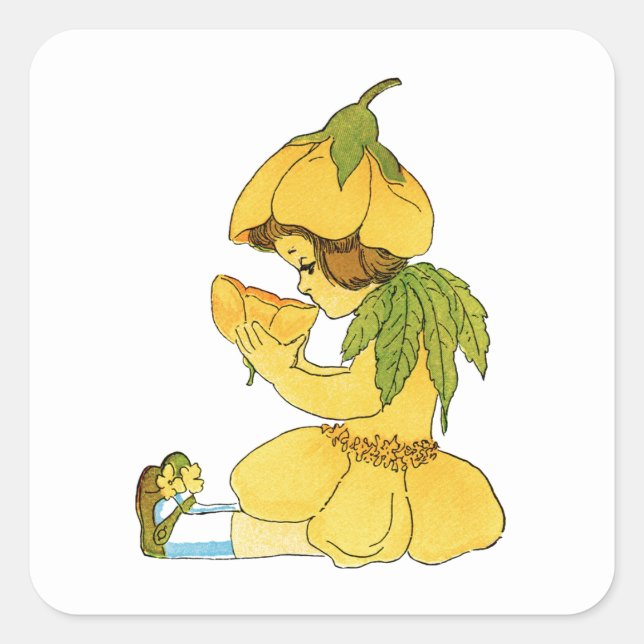 Yellow Buttercup Child Square Sticker (Front)