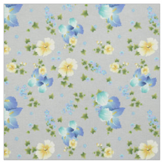 Yellow Buttercups and Blue Iris Fabric