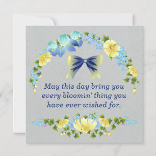Yellow Buttercups and Blue Iris Greeting Card