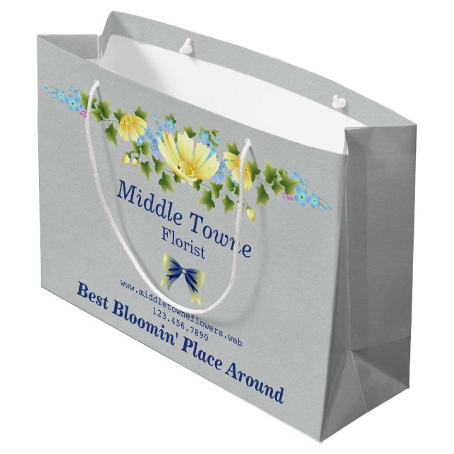 Yellow Buttercups and Blue Iris Shopping Bag (Back Angled)