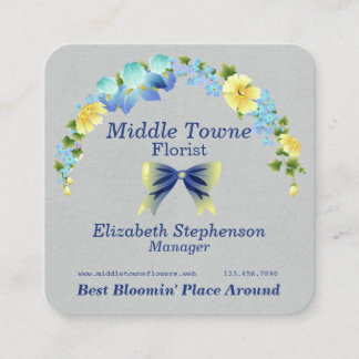 Yellow Buttercups and Blue Iris Square Business Card