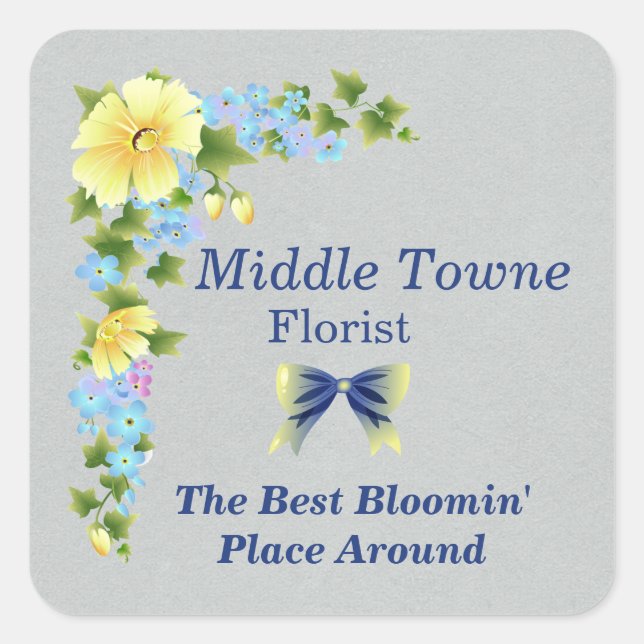 Yellow Buttercups and Blue Iris Square Stickers (Front)
