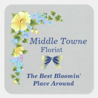 Yellow Buttercups and Blue Iris Square Stickers