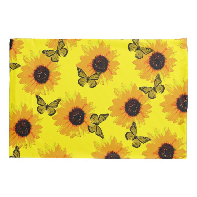 Yellow Butterflies And Sunflowers,   Pillowcase (Back)