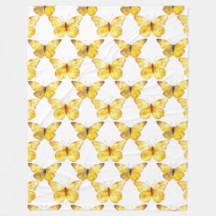 Yellow Butterflies Birthday Fleece Blanket