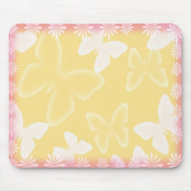 Yellow Butterflies Mousepad (Front)