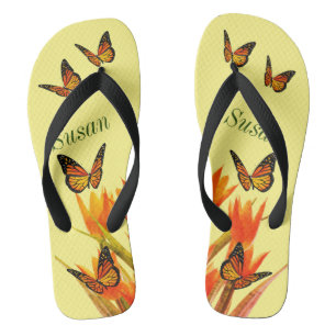 Yellow Butterflies Pair of Flip Flops