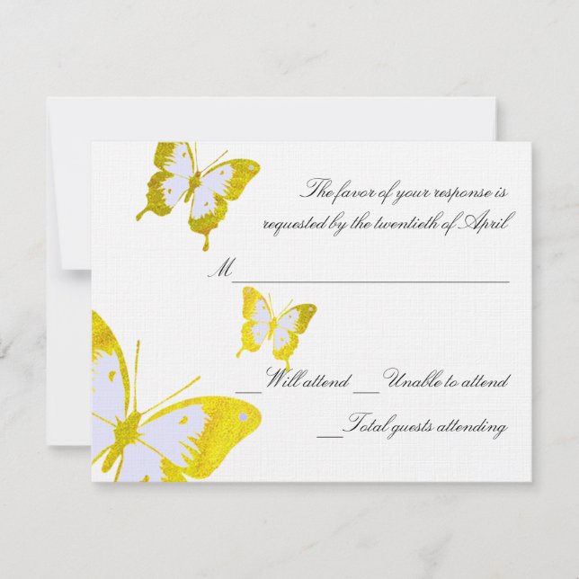 Yellow butterflies RSVP Card (Front)