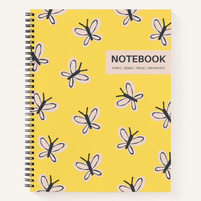 Yellow butterflies spiral bound notebook  (Front)