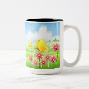 Yellow Butterflies Two-Tone Coffee Mug