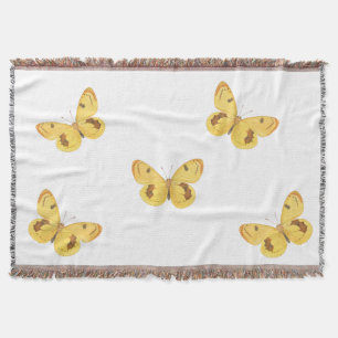 Yellow Butterflies  Vintage Fine Art Throw Blanket