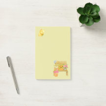 Yellow Butterfly and Floral Bench Post-It® Notes