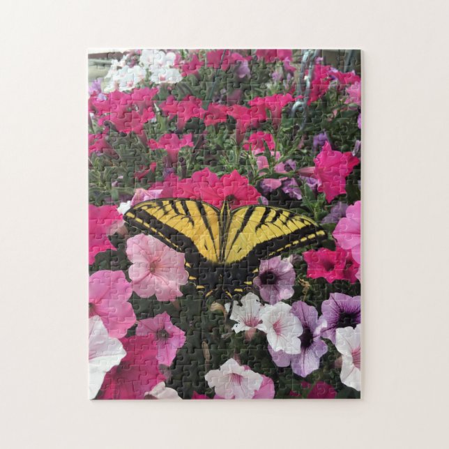 Yellow Butterfly and Flowers Challenging Jigsaw Puzzle (Vertical)