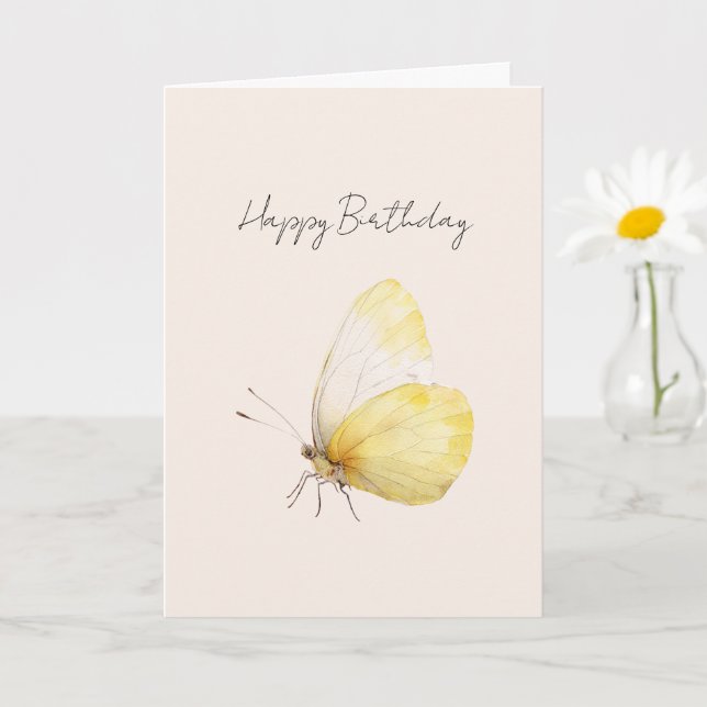 Yellow Butterfly Birthday Card (Small Plant)