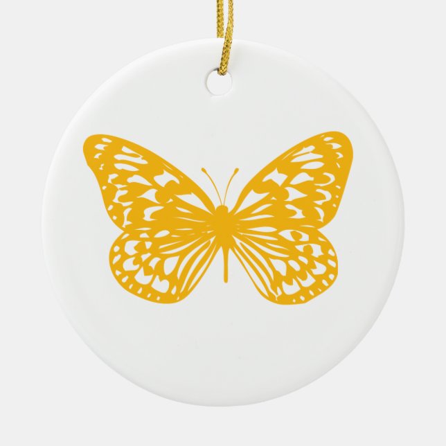 Yellow Butterfly Ceramic Tree Decoration (Front)