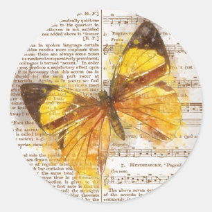 Yellow Butterfly Collage Classic Round Sticker