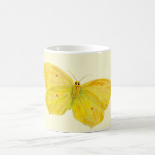 Yellow Butterfly Common Brimstone flying  Coffee Mug