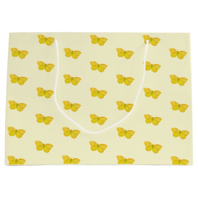 Yellow Butterfly Common Brimstone Flying   Large Gift Bag (Front)