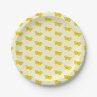 Yellow Butterfly Common Brimstone flying  Paper Plate