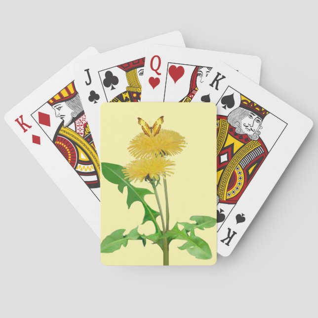 Yellow Butterfly & Dandelion Classic Playing Cards (Back)