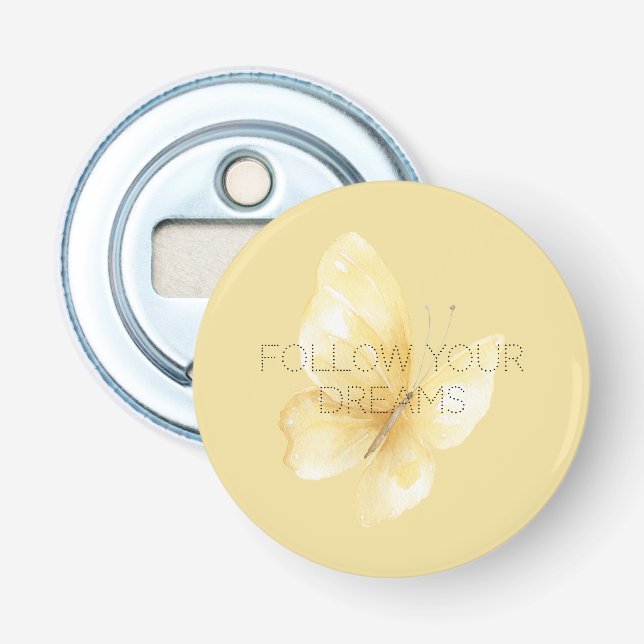 Yellow Butterfly Dreams Bottle Opener (Front)