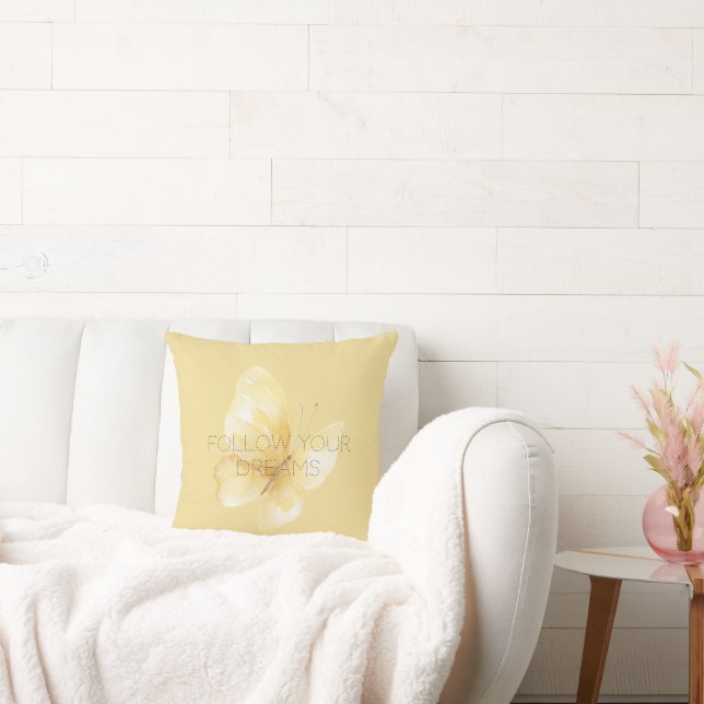 Yellow Butterfly Dreams Cushion (Couch)