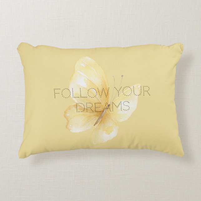 Yellow Butterfly Dreams Decorative Cushion (Front)