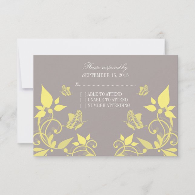 Yellow Butterfly Floral Response Card (Front)